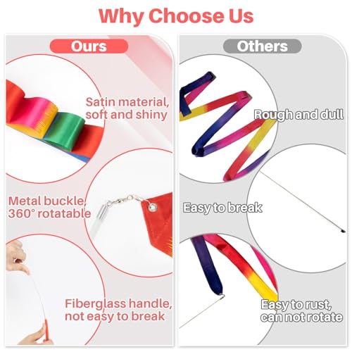 10PCS Dance Ribbons Set - Gymnastics Wand for Artistic Dance, Small