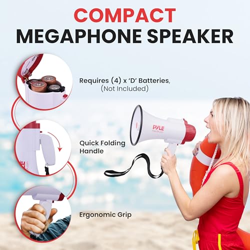 Megaphone Bullhorn with Siren and Voice Recorder - 1700-Yard Range