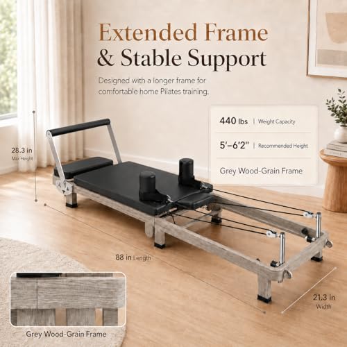 Foldable Pilates Reformer with Adjustable Foot Bar & Dual Resistance