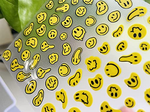 Abstract Yellow Twisted Face Nail Art Stickers - 2 Sheets