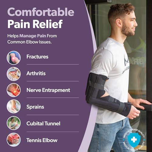 BraceAbility Elbow Immobilizer Brace - Small/Medium, Removable Cast & Support