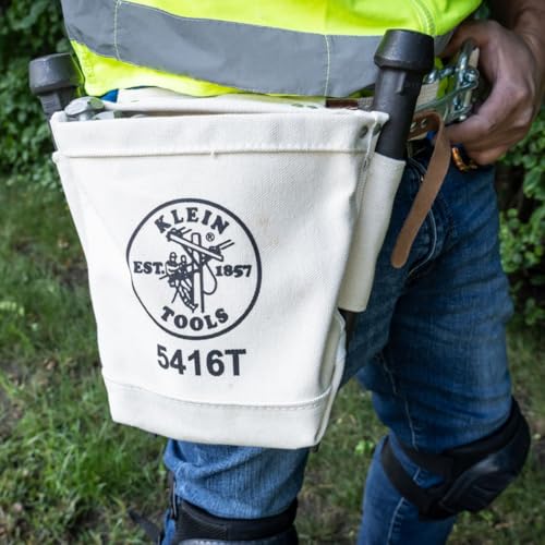 Klein Tools 5416T Tool Bag, Bull-Pin and Bolt Pouch, No. 4 Canvas with Tunnel Connection, 5 x 10 x 9-Inch