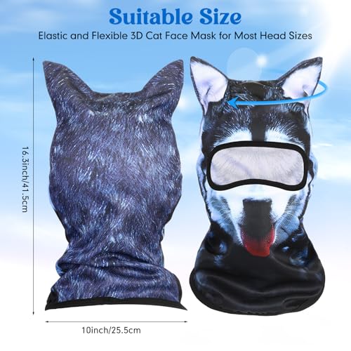 3D Cat Ski Mask Balaclava - Breathable Outdoor Face Cover - Black Dog