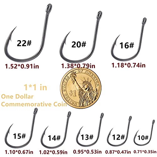 310Pcs Fishing Hook Set - 8 Sizes High Carbon Forged Steel for Freshwater & Saltwater