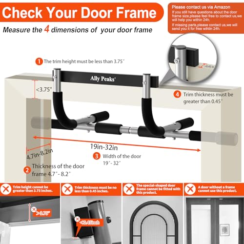 Heavy Duty Doorway Pull Up Bar - Max 440 lbs Multi-Grip Fitness Trainer
