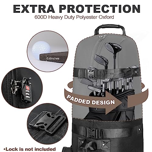 Heavy-Duty Golf Travel Bag with Wheels - 600D Polyester