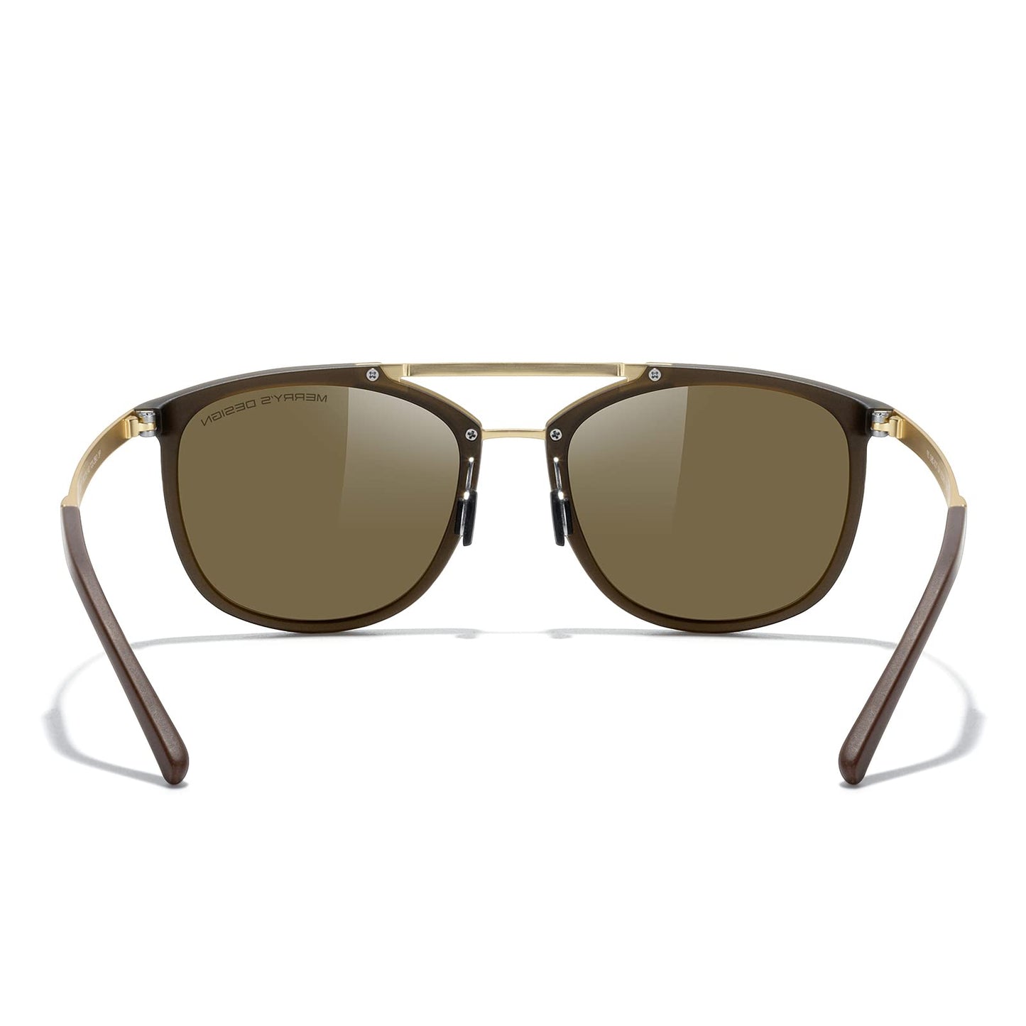 MERRY'S Square Polarized Sunglasses for Men Women Vintage Double Bridge Sunglasses Mirrored Lens