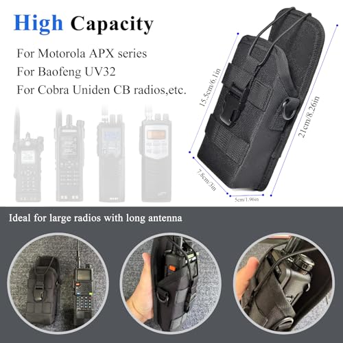 Heavy Duty Molle Walkie Talkie Holster with Adjustable Strap & Webbing Loops