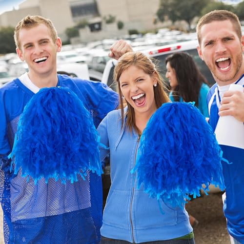 18PCS Blue Cheerleading Pom Poms for Sports & Parties