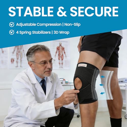 Galvaran Knee Brace with Side Stabilizers XX-Large Black – Breathable Adjustable Support for Men & Women
