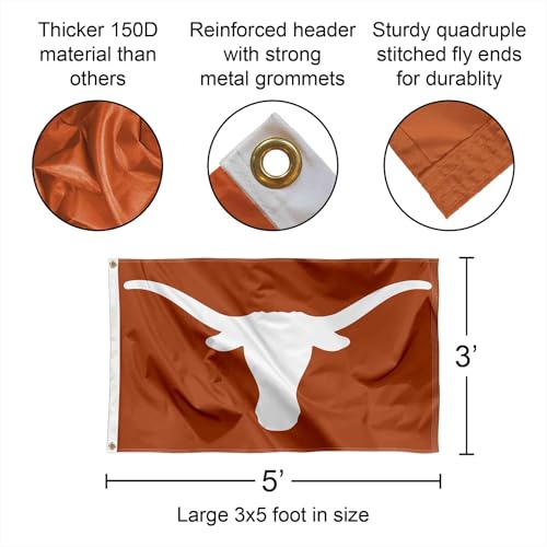 Texas Longhorns College Flag - 3'x5' Durable Polyester with Grommets