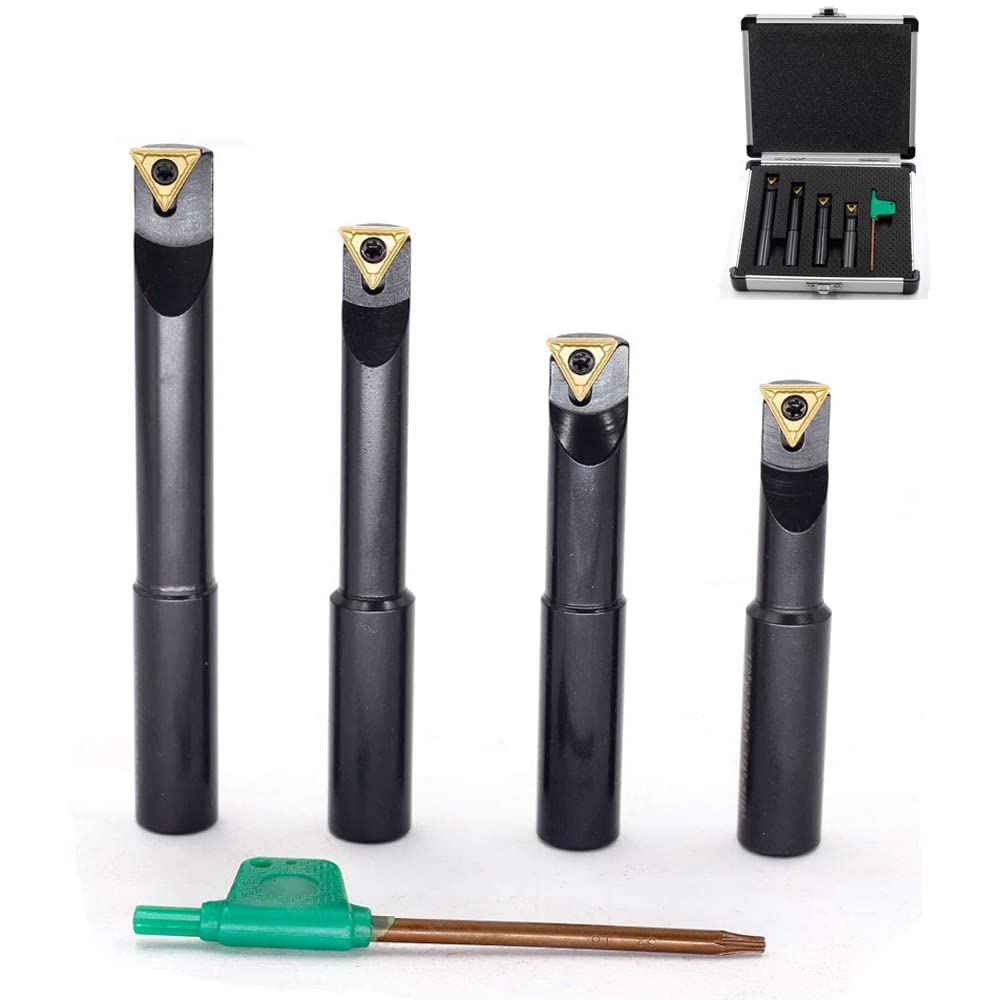 OSCARBIDE 1/2"Round Shank Boring Bar Set, 90 Degree with Indexable Carbide Inserts TCMT21.51(TCMT110204),4 Pieces/Set