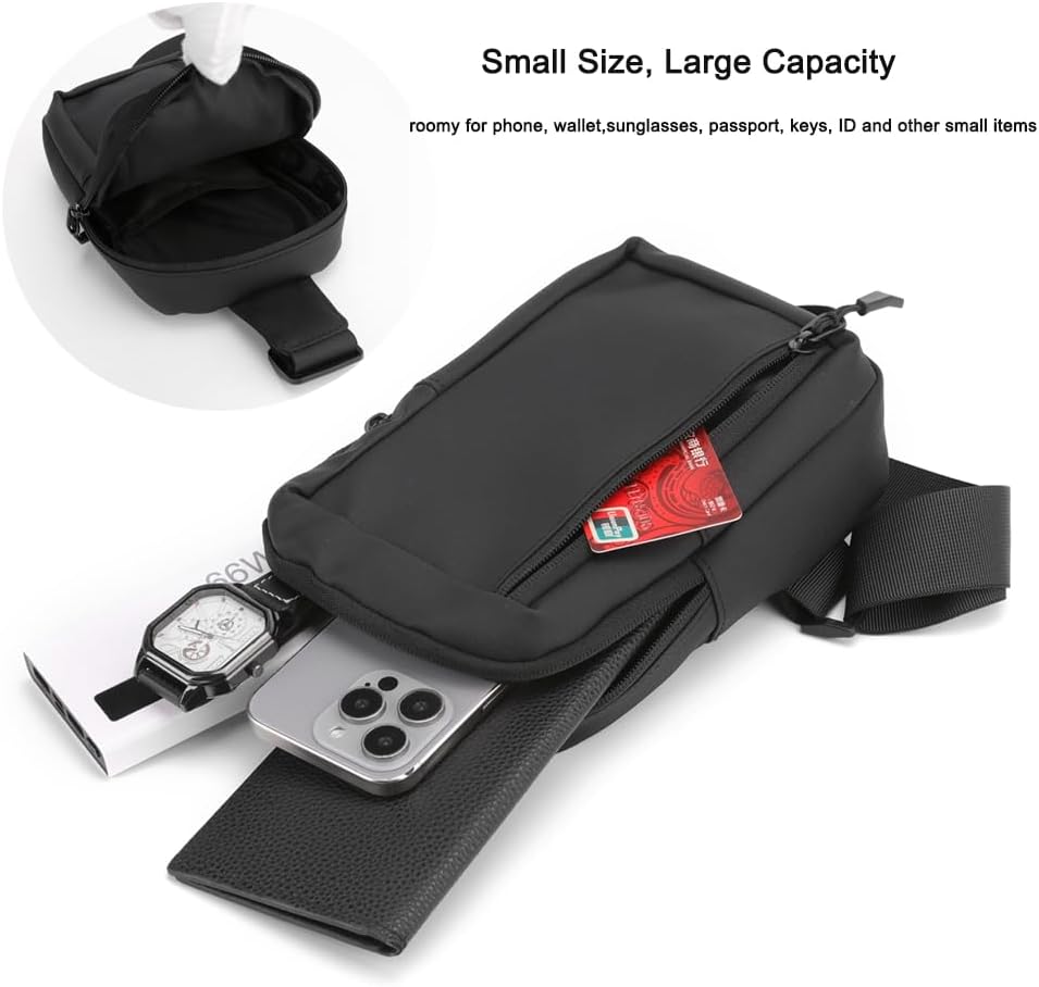 Skiennix Crossbody Bag - Trendy Black Sling Fanny Pack for Men & Women | Ideal for Workout & Running