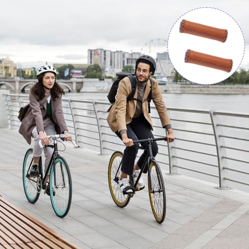 Comfort Bicycle Handlebar Grips - Brown Synthetic Leather