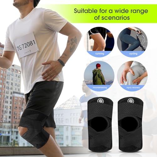 Knee Brace with Side Stabilizers - Adjustable Compression Support - Black, Large