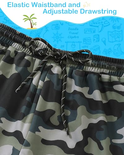 Kids' Camo Swim Trunks with Compression Liner 10-12 Years Boys Swimwear