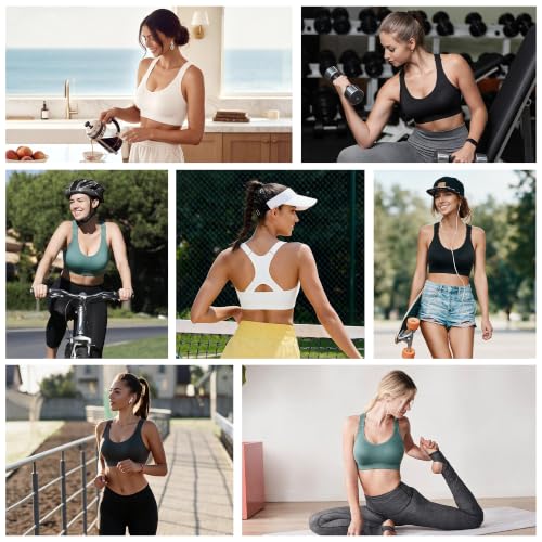 Double Couple Women's Adjustable Medium Impact Racerback Sports Bra - Large, Black Blue Grey