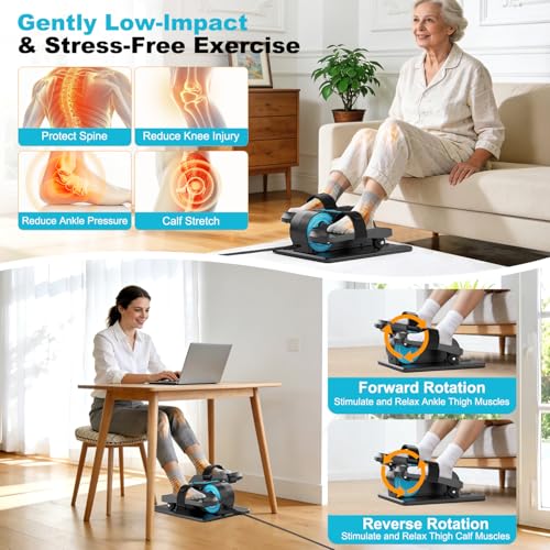 Under Desk Elliptical Machine - Electric Pedal Exerciser, Blue