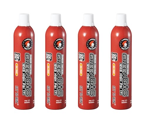 High PSI Green Gas for Airsoft Guns - Oil Free, 600ml Pack of 4