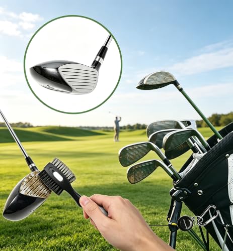 Golf Club Brush Set - 2 Pack Retractable Cleaner with Spike, Black & White