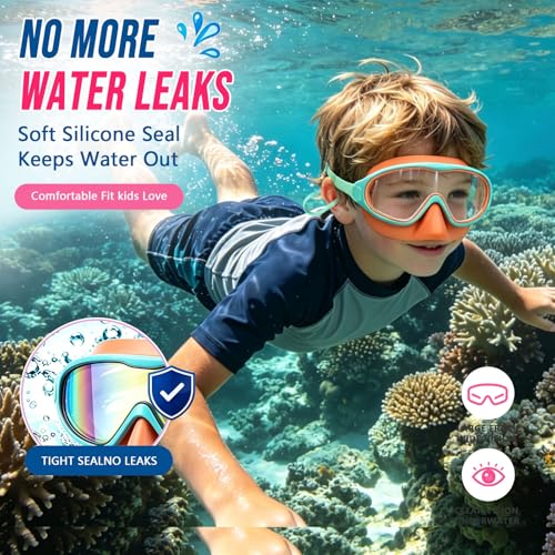 Kids Swim Goggles with Anti-Fog & Nose Cover - NIESTVUA, Pink/Green & Orange/Green