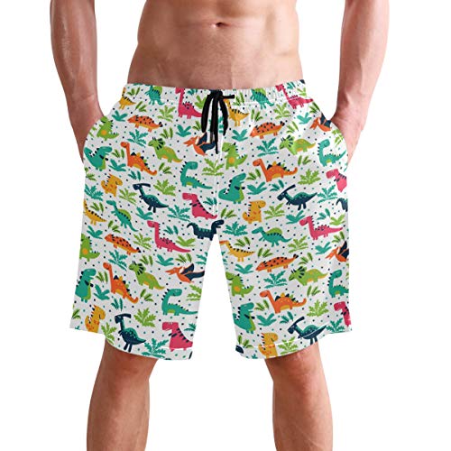Men's Quick Dry Swim Trunks - Casual Beach Shorts, XX-Large #Cute Dinosaur