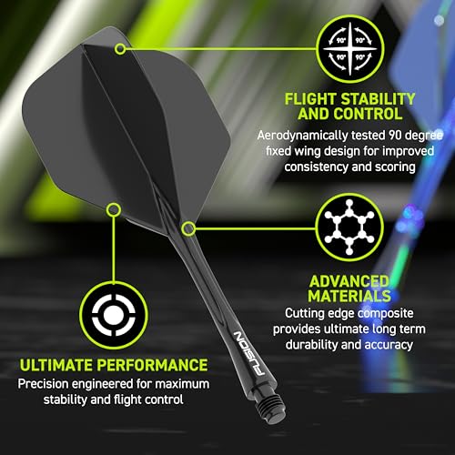 Darts Fusion Integrated Flight & Shaft System - Intermediate 28mm - Yellow