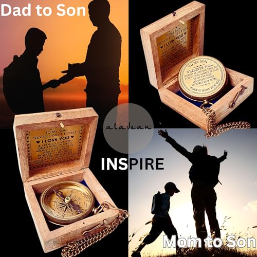 Engraved Compass Gift for Son - I Love You Variation