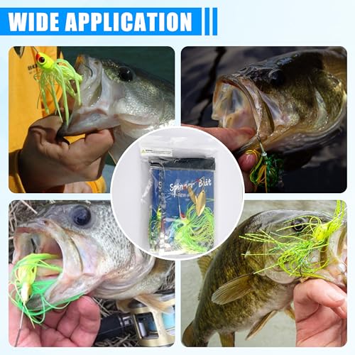 AGOOL Set of 6 Spinnerbaits for Bass & Freshwater Fishing - Weedless Lures with Dual Blades