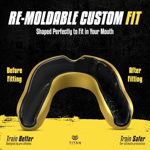 Titan Armour Adult Solid Gold Dual-Layer Boil & Bite Mouthguard for Boxing & Martial Arts