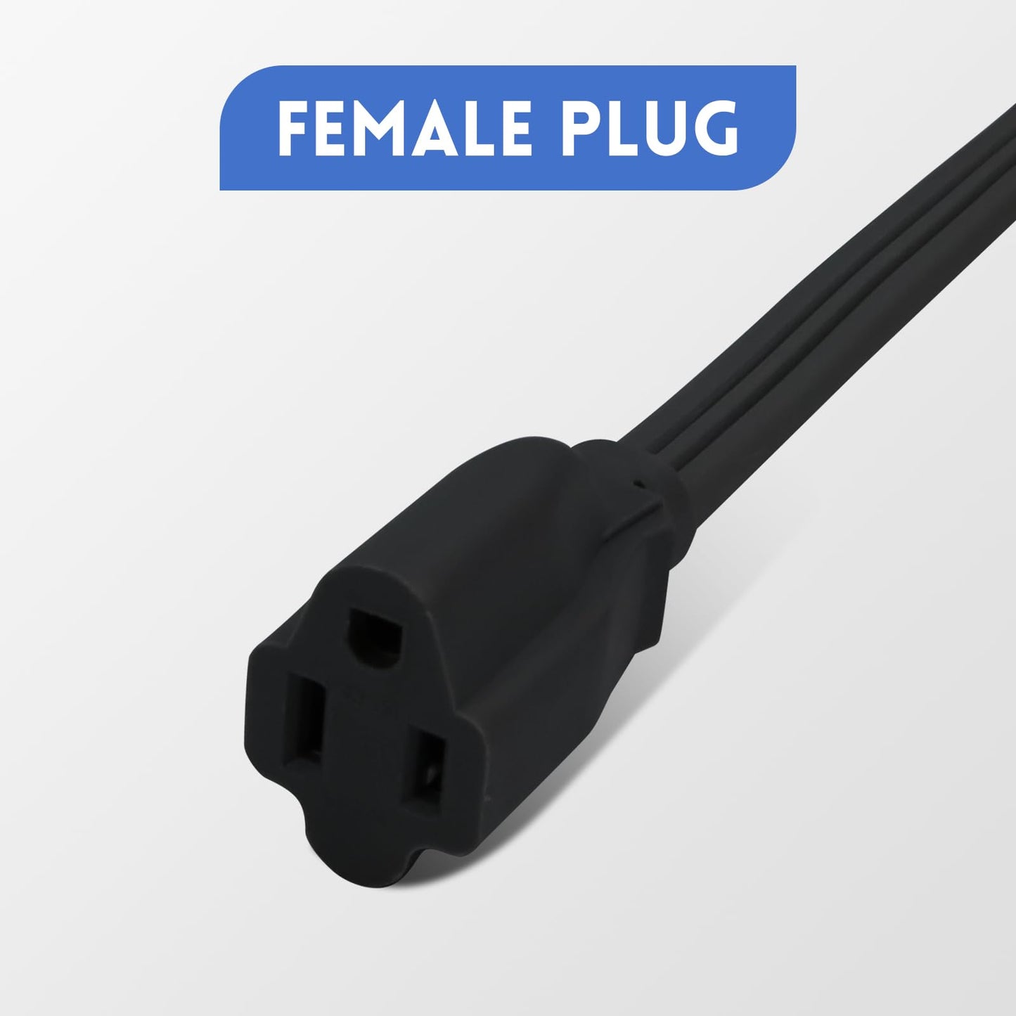 Zorky 6 ft Flat Plug Black Extension Cord，14/3 SPT-3 Heavy Duty Appliance Extension Cord-Extension Cable with 3 Prong Grounded Plug for Safety - for Appliance,Refrigerator, Space Heater