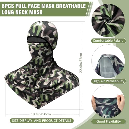Bunnycool 8-Pack Charming Sun Protection Balaclava Face Masks for Men, Mosquito & UV Shield