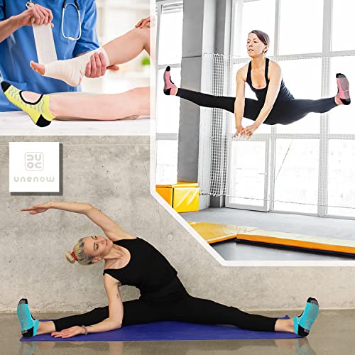 Non Slip Grip Yoga Socks for Women with Cushion - One Size, 3 Pairs Waves Lake Blue/Yellow/Pink