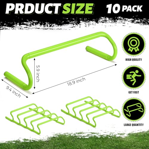 Speed Agility Training Hurdles - 10 Pcs Detachable 6 Inch Green