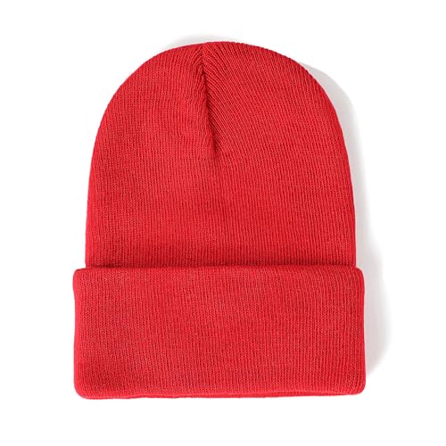 Warm Knit Cuffed Beanie Hat - Soft Stretchable Winter Skull Cap