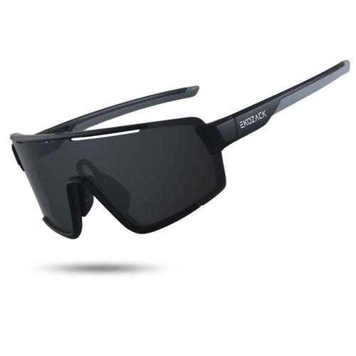 EKOZACK Polarized Cycling Glasses for Men Women Big Large Driving Fishing Mountain Bike Baseball Sunglasses UV Protection Black Shades