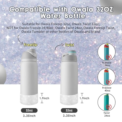 Glitter Silicone Protective Boot for Owala 32oz Water Bottle - Transparent