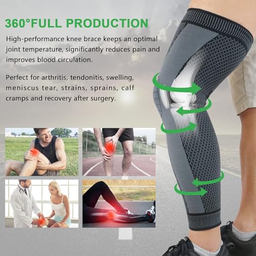 Beister Full Leg Compression Sleeve Pair Black X-Large for Adults
