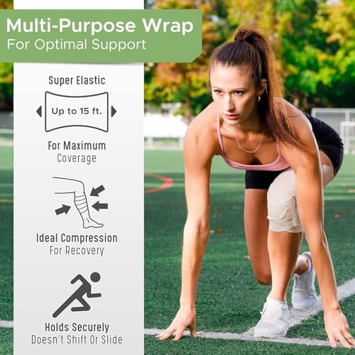 Premium Elastic Bandage Wrap - 3" Wide, 2 Pack - Latex Free Compression