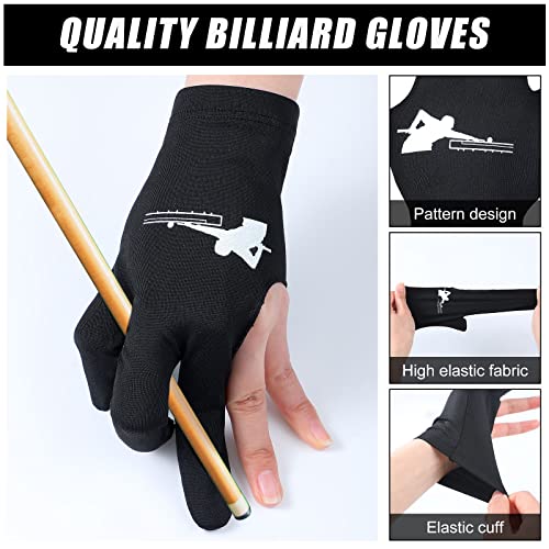 Giegxin Black 20 Pcs Billiard Pool Gloves Three Fingers for Men Women