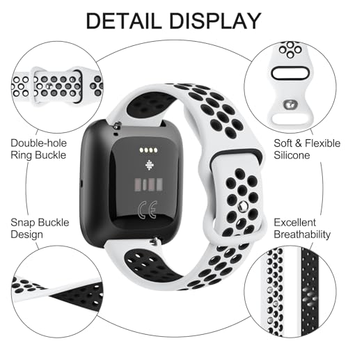 Breathable Silicone Sport Watch Band for Smartwatch - White/Black