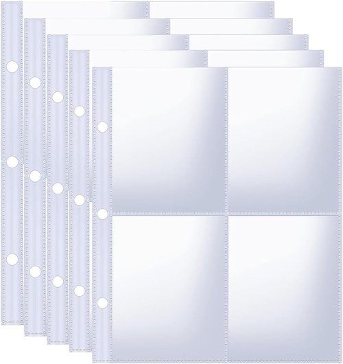 50PCS Card Sleeves by [Brand Name] - Clear Trading Card Pages with 4 Pockets for Sports & Game Cards