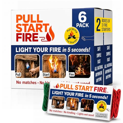 Pull Start Fire Starter 6 Pack - Waterproof Outdoor Instant Fire Igniters, No Matches Needed