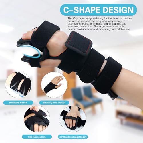 Stroke Resting Hand Splint & Wrist Brace Support Bundle - Prevent Flexion Contractures, Night Immobilizer Wrist Finger Brace with Finger Separator for Stroke Recovery, Arthritis, Tendinitis