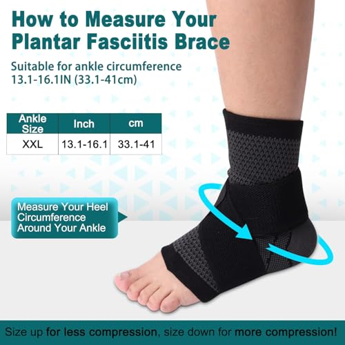 Ankle Brace with Support Strap for Plantar Fasciitis & Recovery - XXL