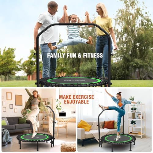 Fitness Trampoline 40" Bungee Rebounder with Adjustable Handle - Training Green