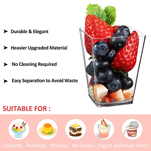 Eupako 160 Pack 5 oz Clear Plastic Mini Dessert Cups Square Parfait Cups for Fruit, Pudding, Mousse, Ice Cream, Party, Wedding