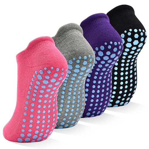 SkiBeaut Grips Non Slip Socks for Women, 4 Pairs Yoga Pilates Anti