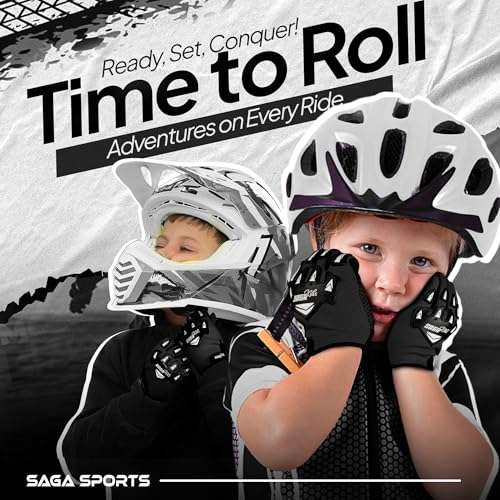 Kids Motocross Gloves SAGA SPORTS Black Small 4-6 Years - Antislip Dirt Bike Gloves for Kids