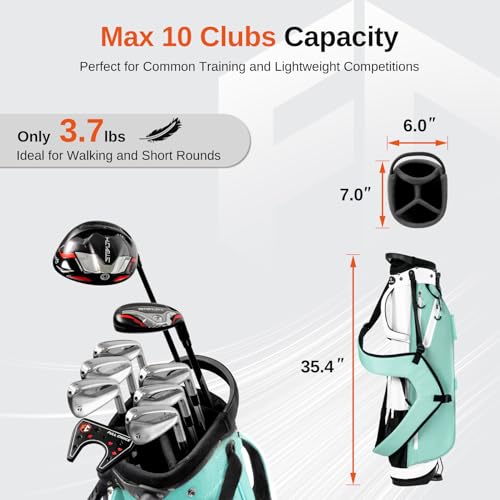 Lightweight Golf Stand Bag - 4-Way Dividers, Holds 10 Clubs, Mint